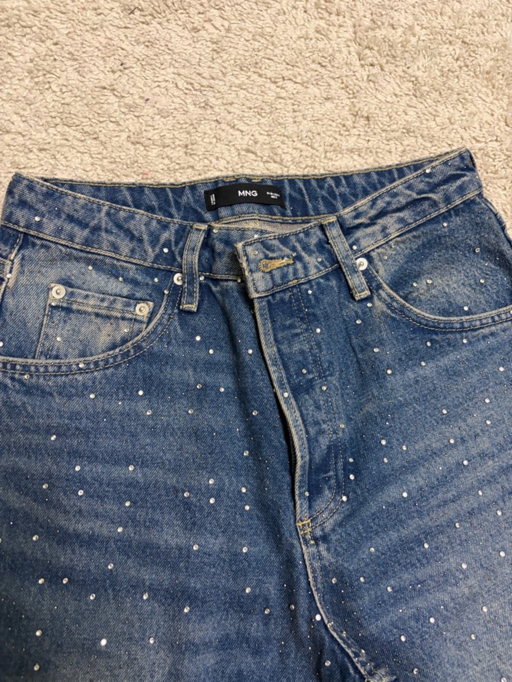 MNG Jeweled Blue Denim Jeans